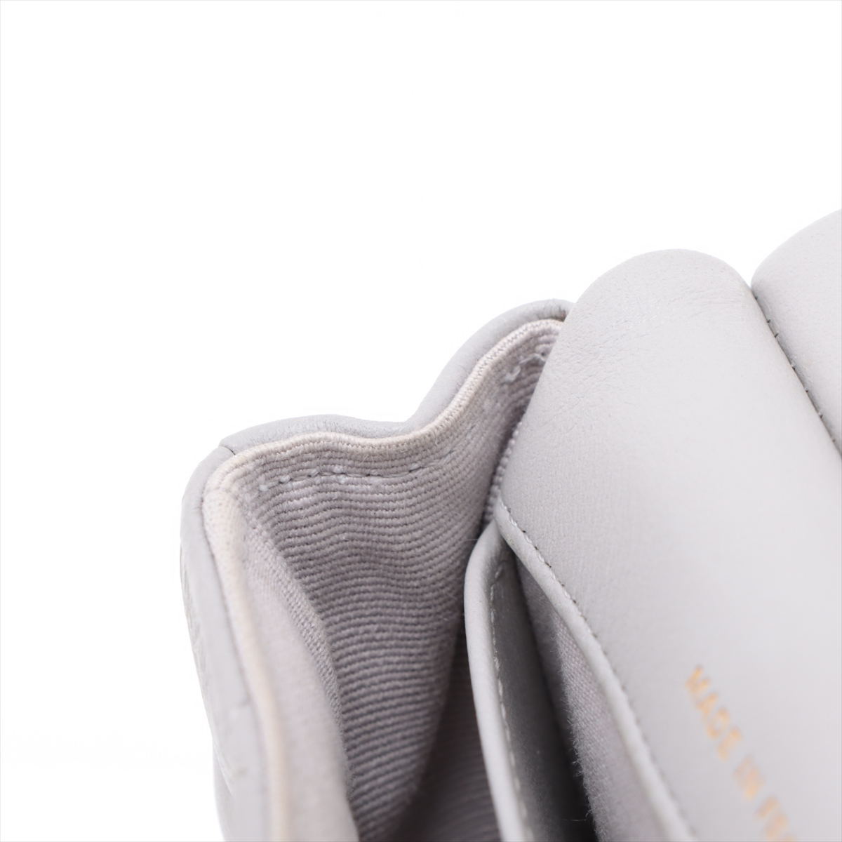 Chanel Lady Handle Flap Card Holder on Chain Quilted Calfskin, GRAY, LEATHER, Shoulder bag