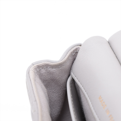 Chanel Lady Handle Flap Card Holder on Chain Quilted Calfskin, GRAY, LEATHER, Shoulder bag