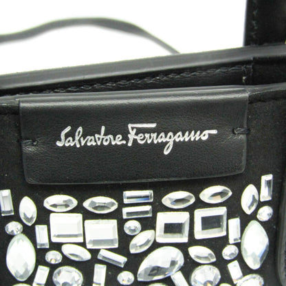 Salvatore Ferragamo Crystal, Black, Leather, tote