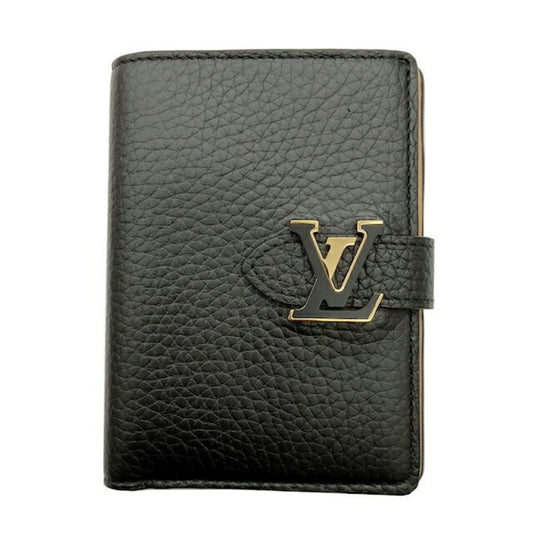 Louis Vuitton Portefeuille compact LV Vertical, Black, Leather, wallet