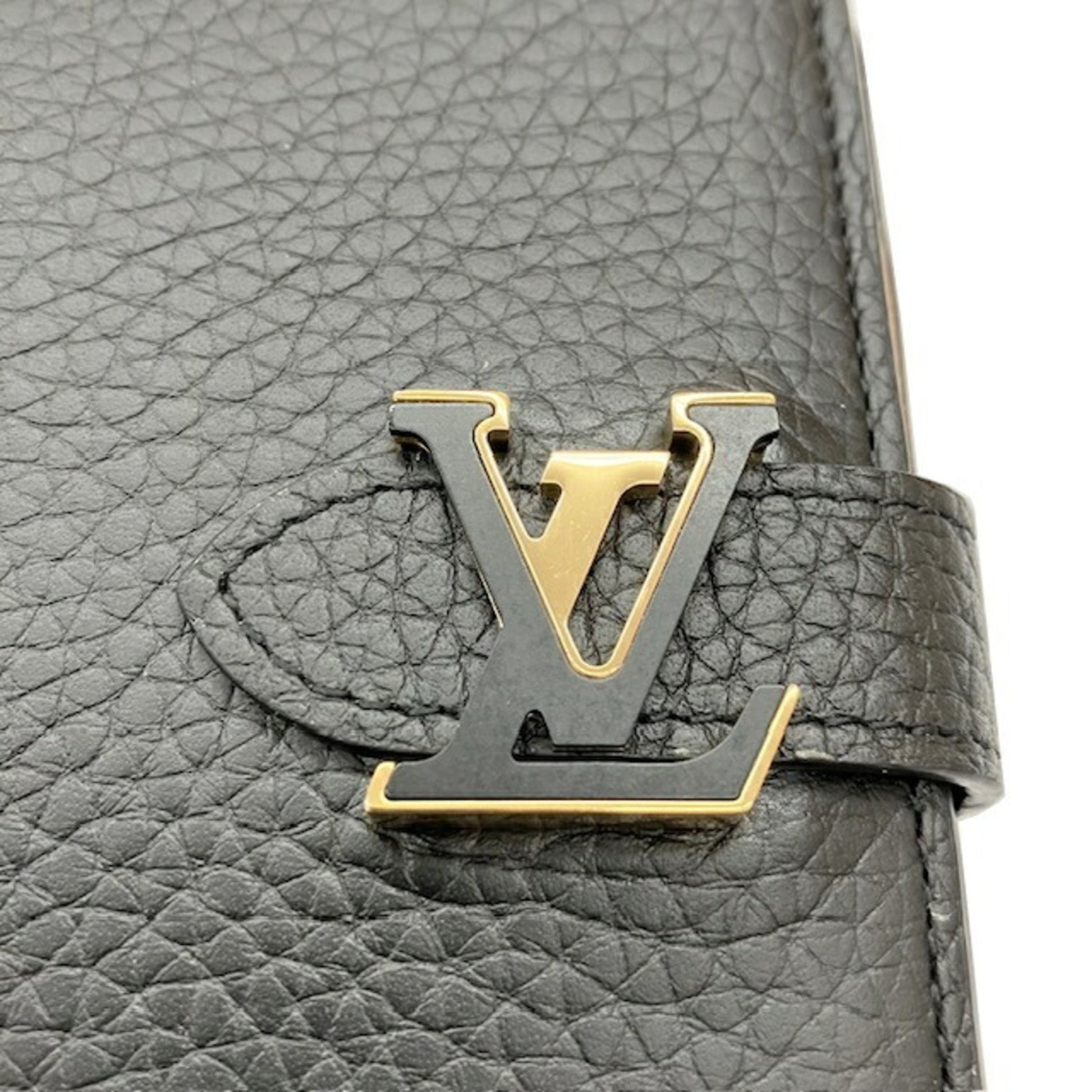 Louis Vuitton Portefeuille compact LV Vertical, Black, Leather, wallet