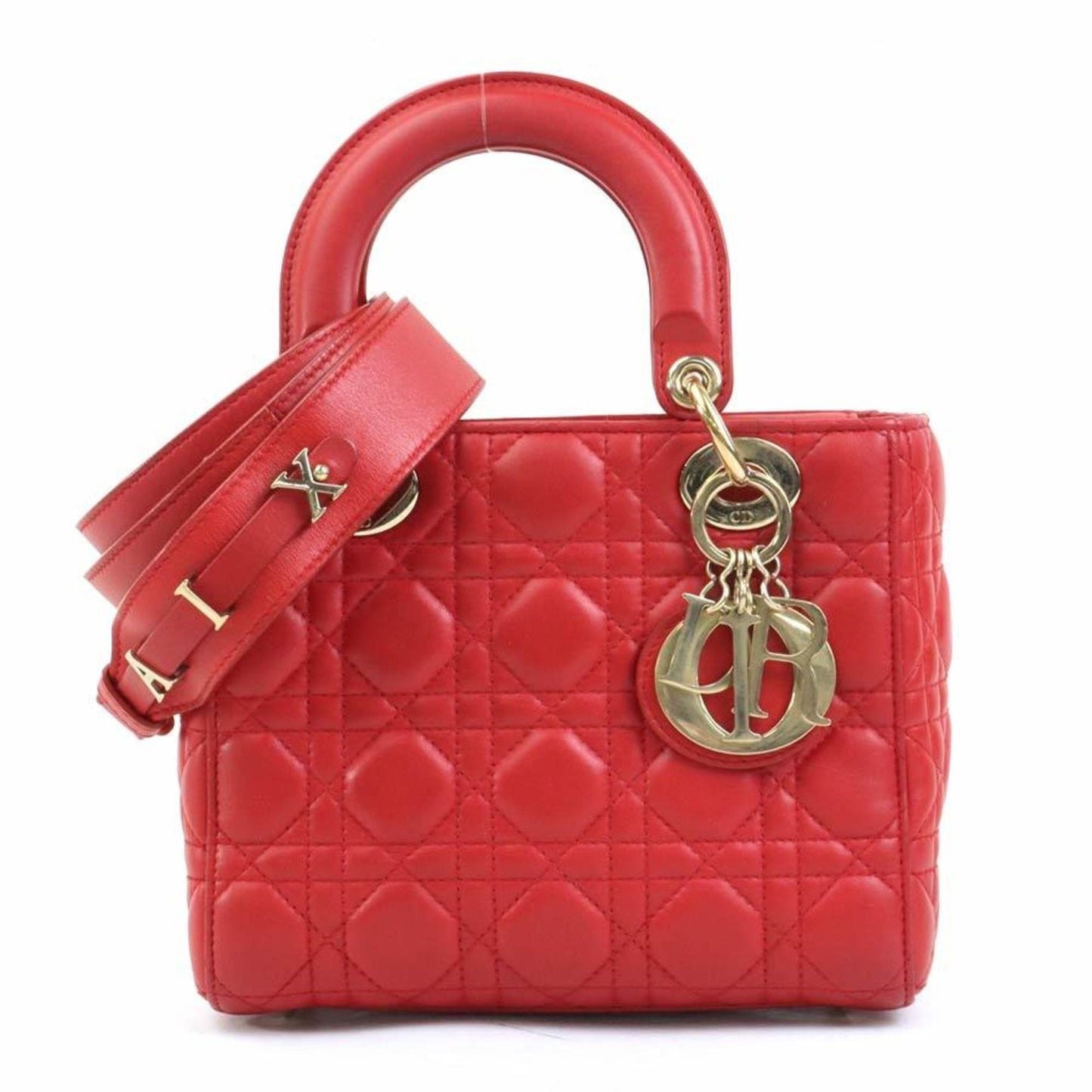 Dior Lady Dior, Red, Leather, handbag