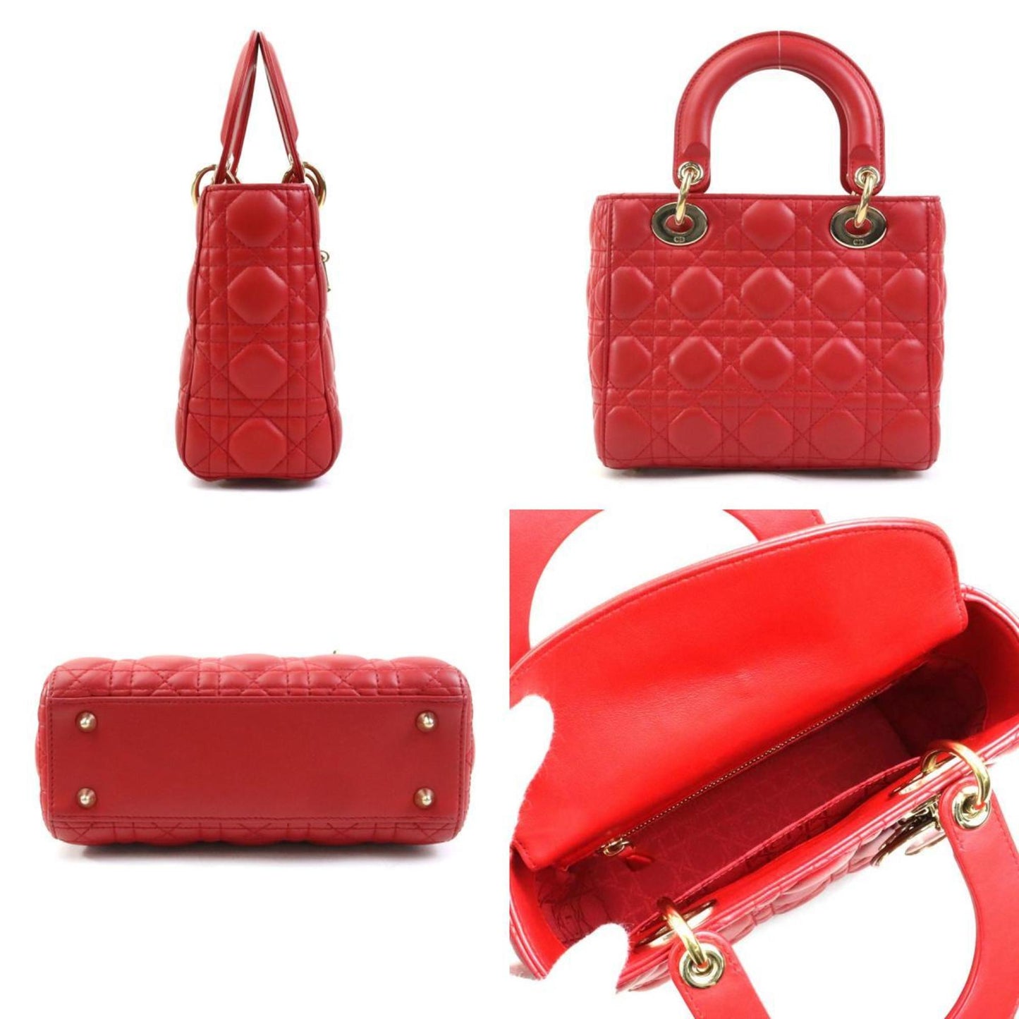 Dior Lady Dior, Red, Leather, handbag