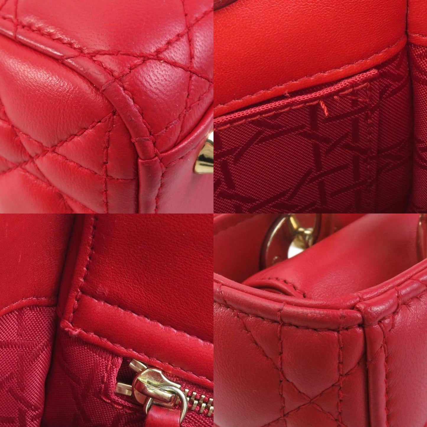 Dior Lady Dior, Red, Leather, handbag