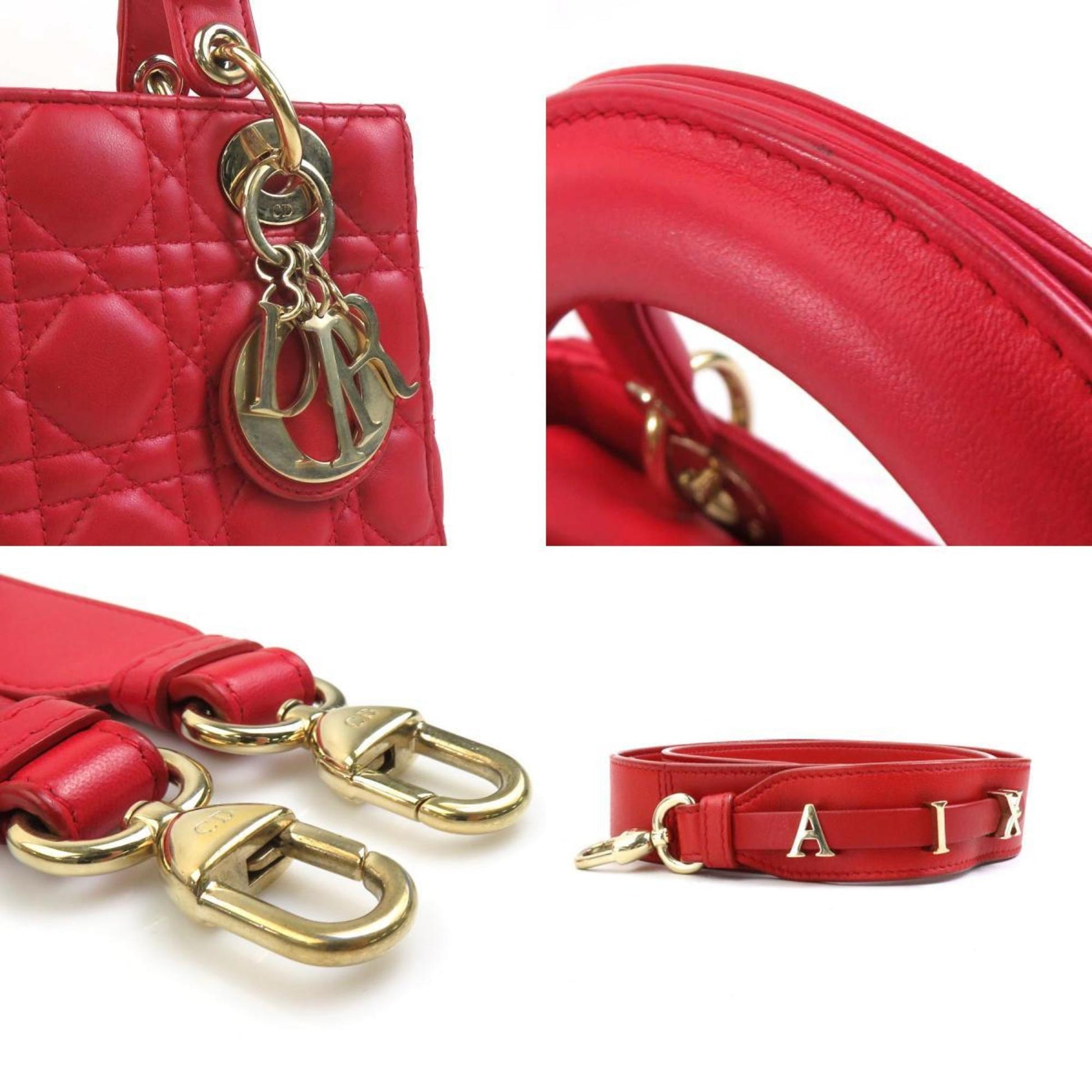Dior Lady Dior, Red, Leather, handbag