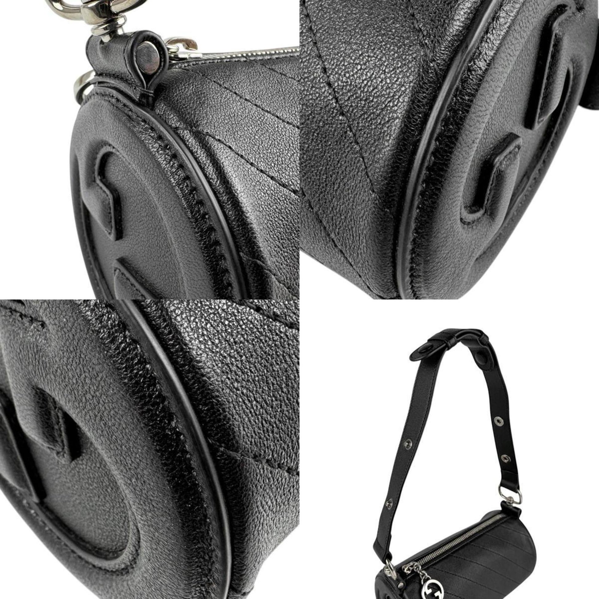 Gucci Interlocking G, Black, Leather, shoulder