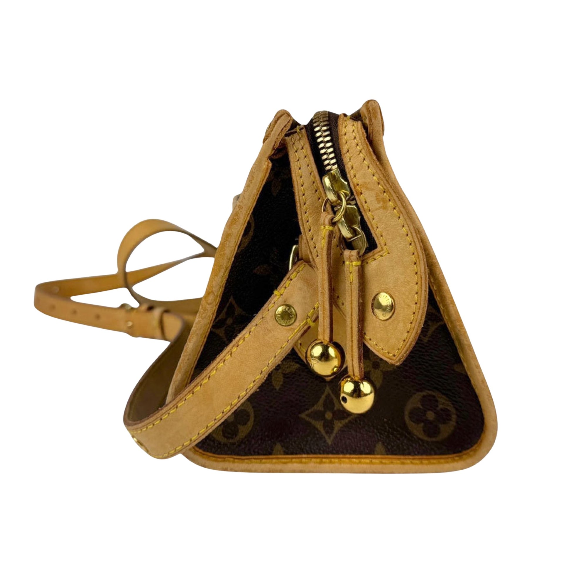 Louis Vuitton Popincourt, Brown, Canvas, shoulder