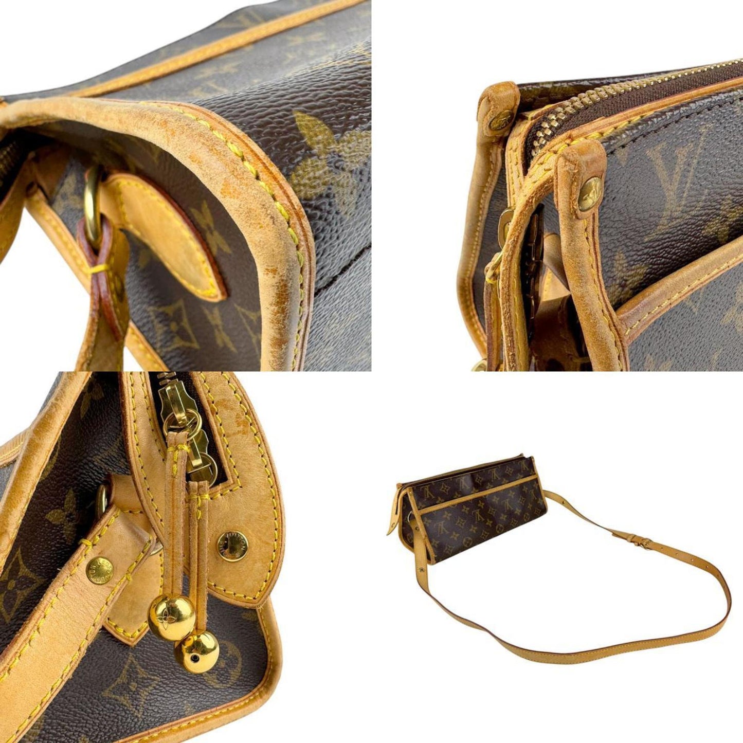 Louis Vuitton Popincourt, Brown, Canvas, shoulder