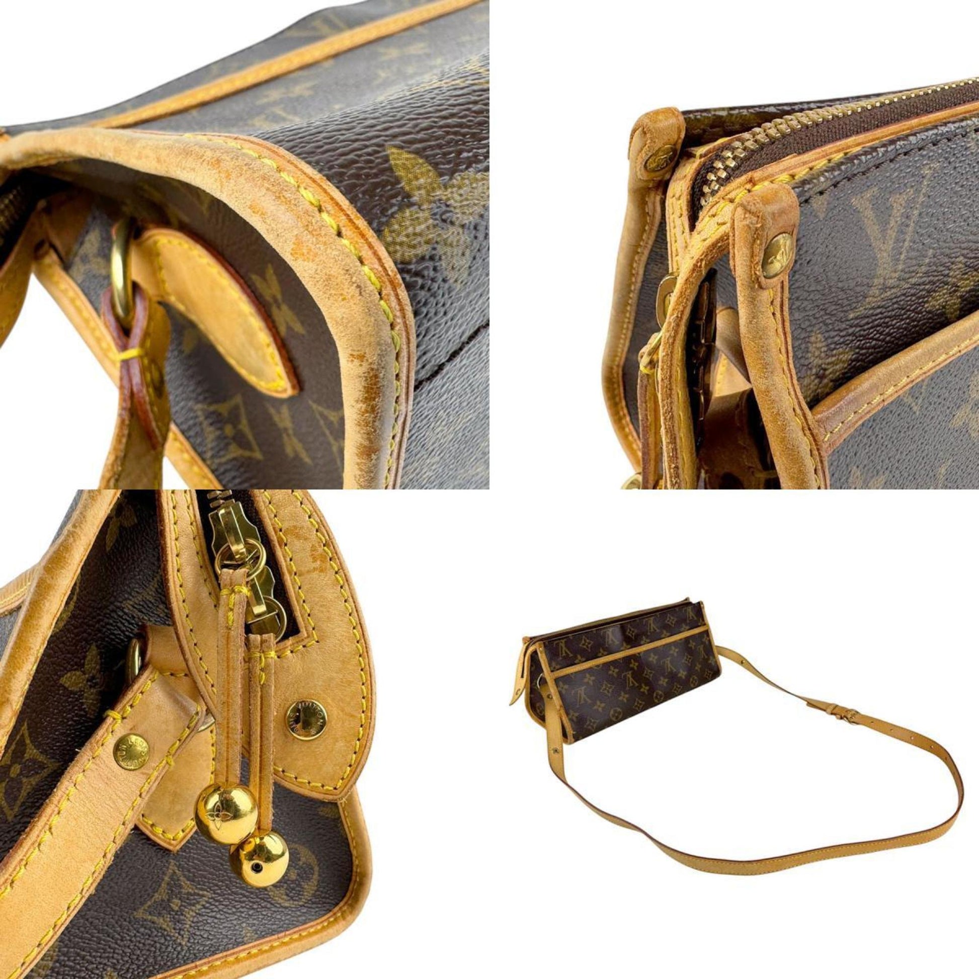 Louis Vuitton Popincourt, Brown, Canvas, shoulder