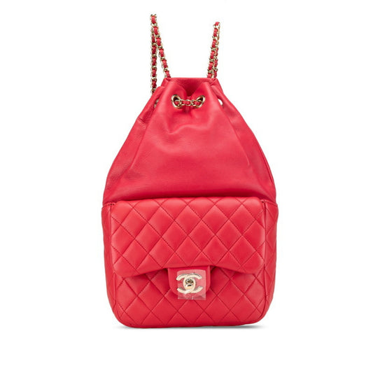 Chanel, Red, Leather, backpack