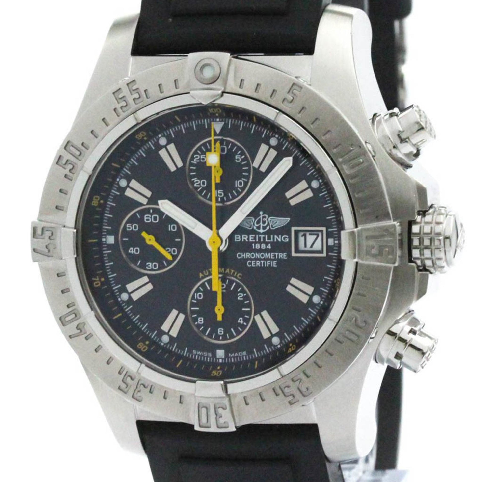 Breitling Avenger, Black, Steel, bag