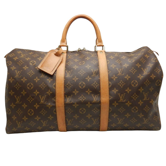 Louis Vuitton Keepall 50, Brown, Canvas, travel