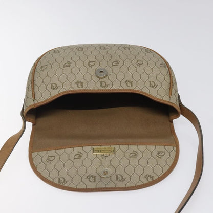 Christian Dior Vintage Honeycomb Flap Canvas and Leather, Beige, Canvas, Shoulder Bag