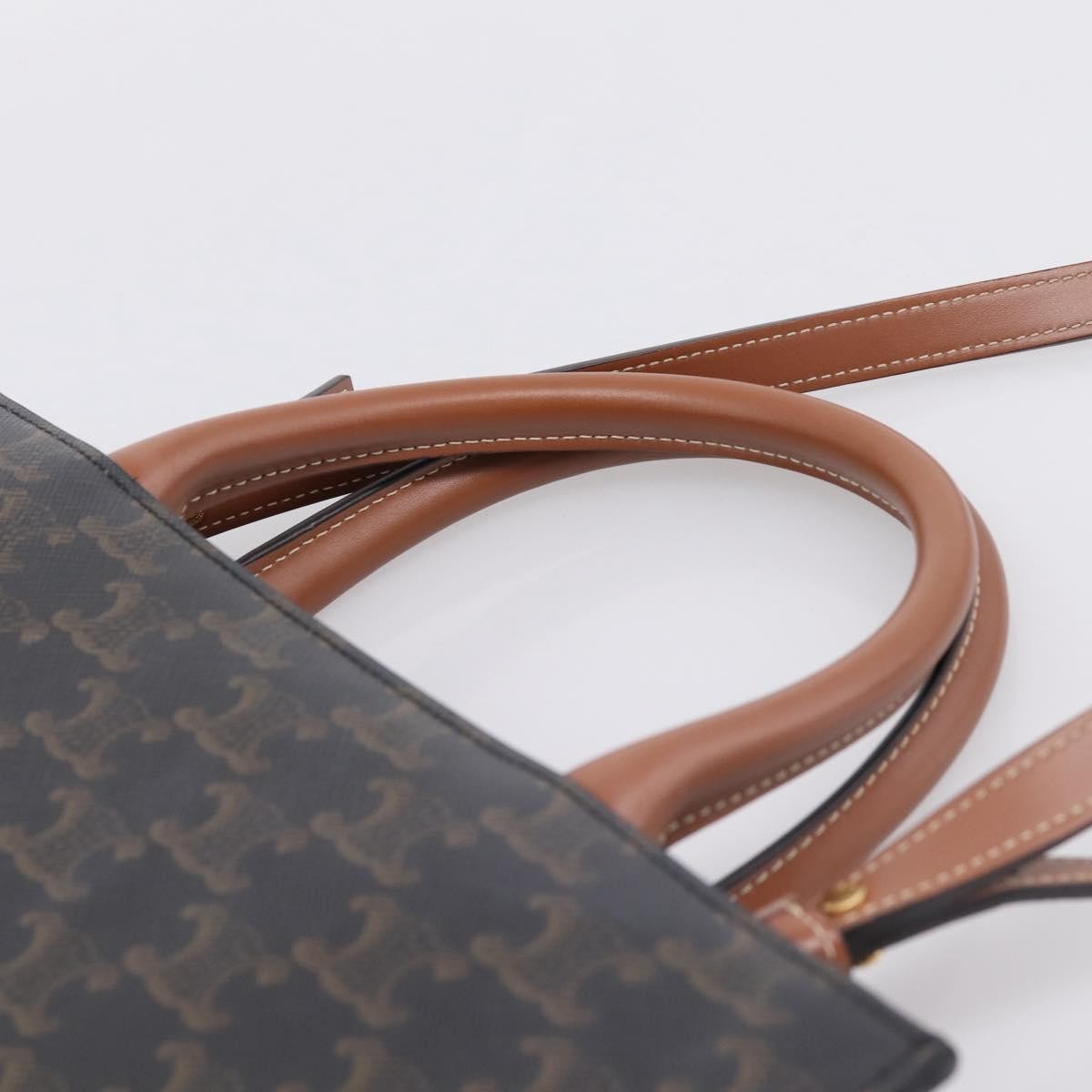 Celine Vertical Cabas Tote Triomphe Coated Canvas, Brown, Canvas, Tote Bag