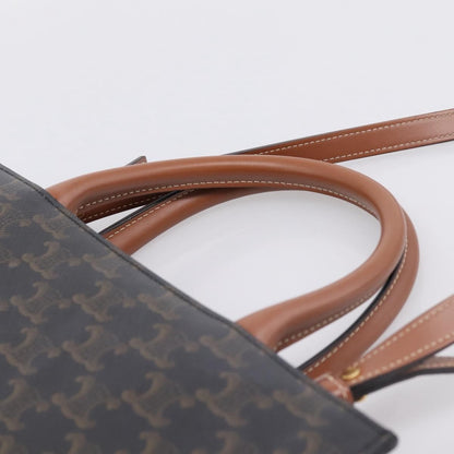 Celine Vertical Cabas Tote Triomphe Coated Canvas, Brown, Canvas, Tote Bag