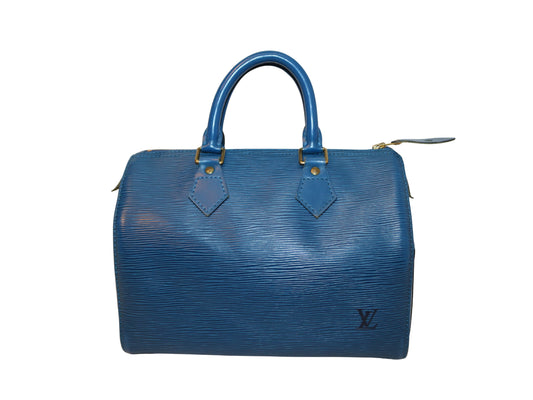 Louis Vuitton Speedy Handbag Epi Leather, BLUE, LEATHER, Handbag