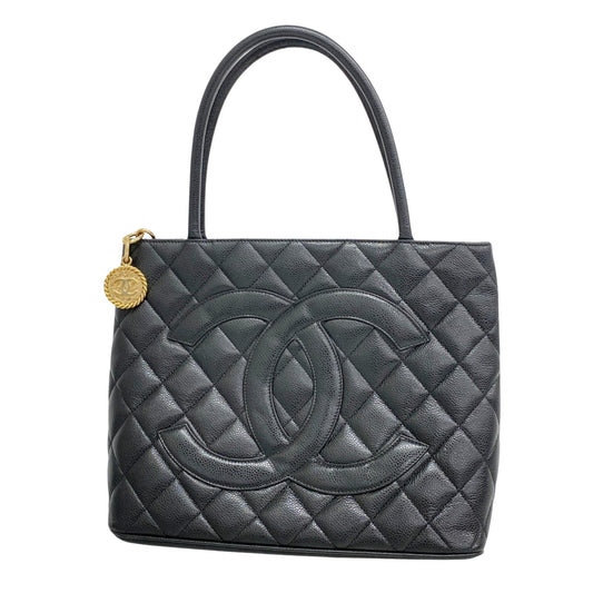 Chanel Medaillon, Black, Leather, tote