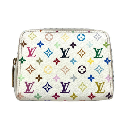 Louis Vuitton Zippy coin purse, White, Canvas, wallet
