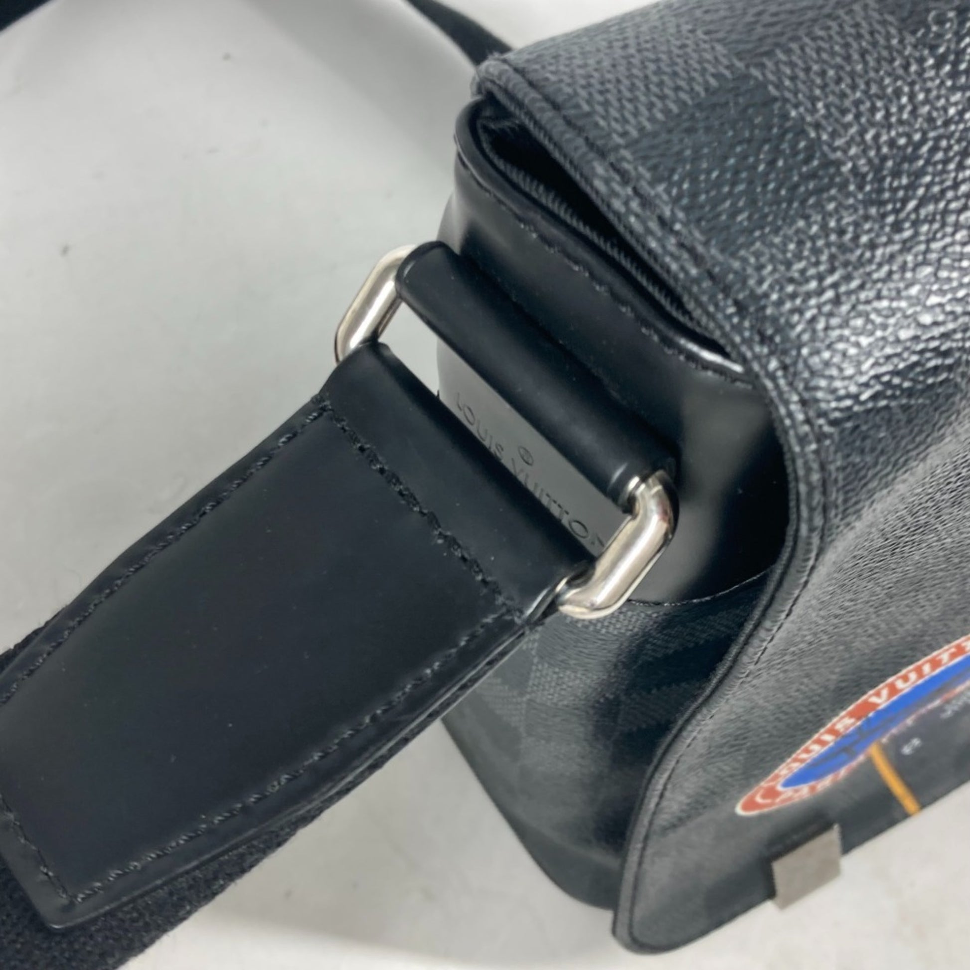 Louis Vuitton District, Black, Canvas, shoulder