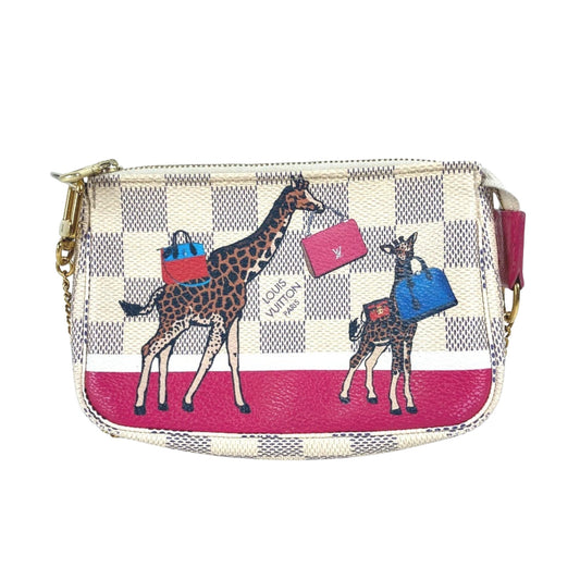 Louis Vuitton Mini Pochette Accessoires, White, Canvas, handbag