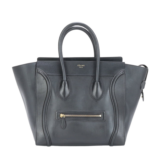 Céline Luggage, Black, Leather, tote