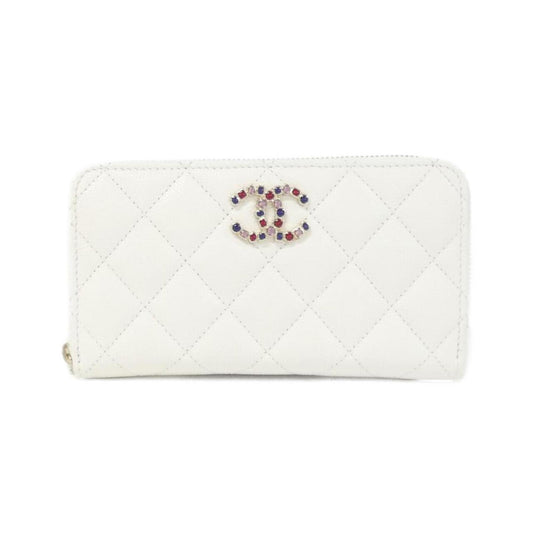 Chanel Zip around wallet, White, Leather, wallet