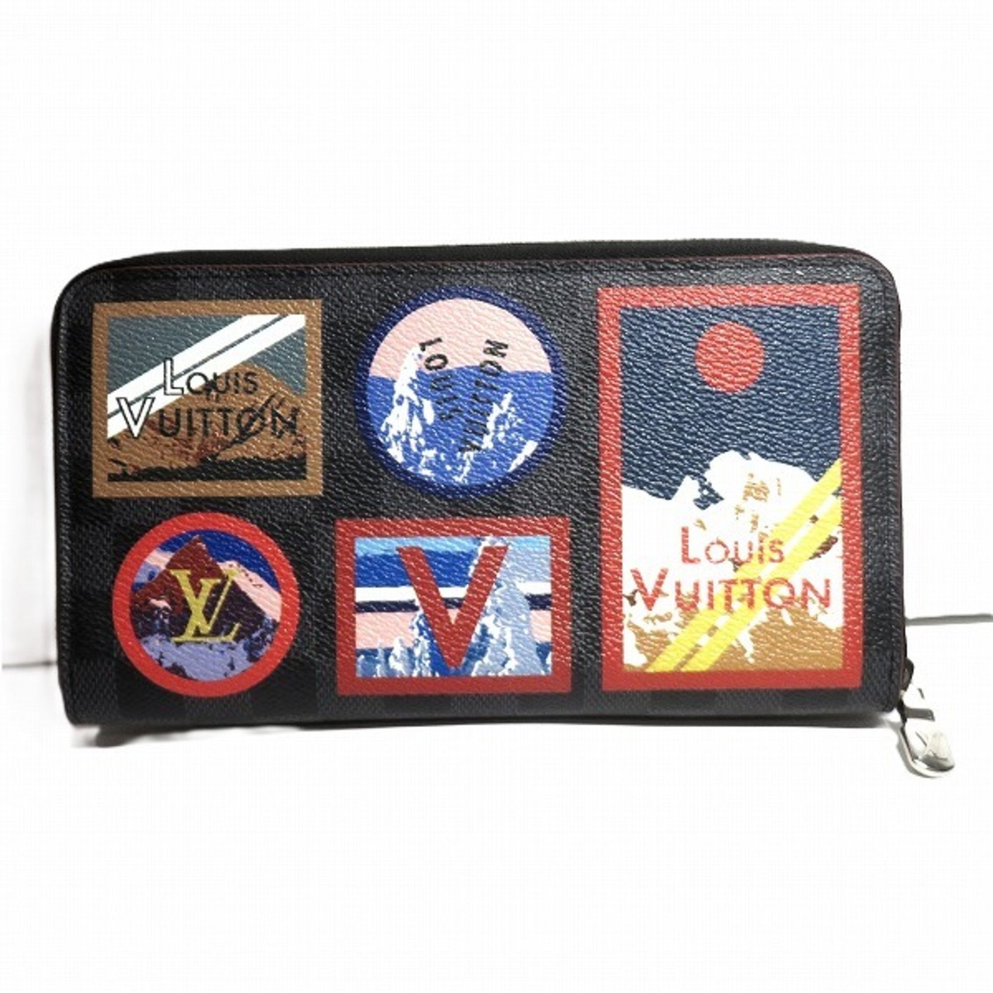 Louis Vuitton Zippy organizer, Black, Canvas, wallet