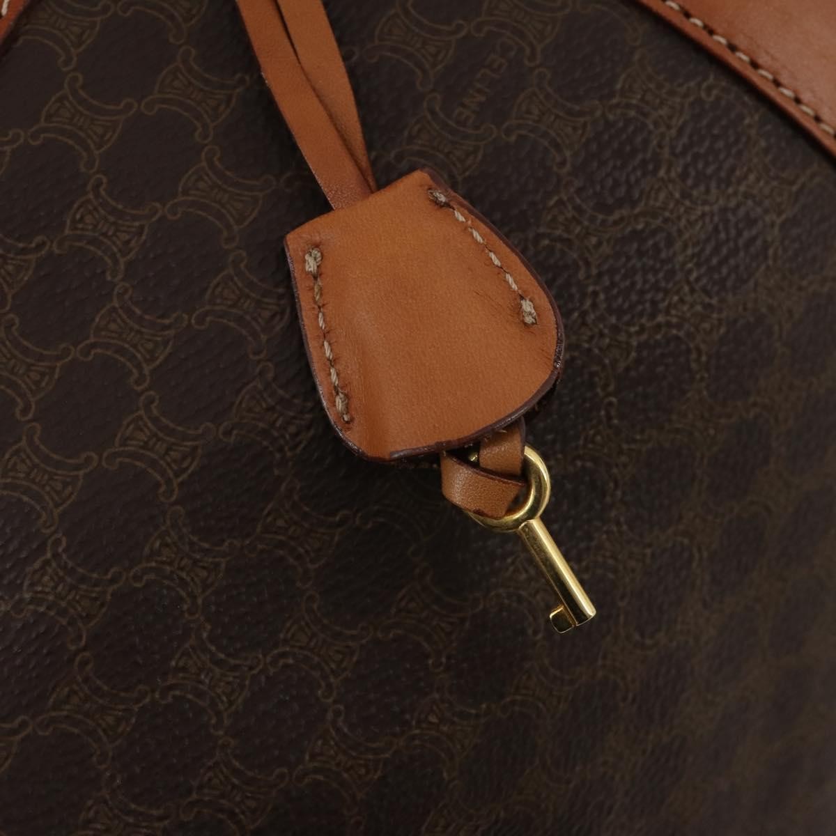 Celine Boston Triomphe Coated Canvas, Brown, PVC, Handbag