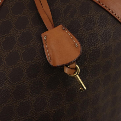 Celine Boston Triomphe Coated Canvas, Brown, PVC, Handbag