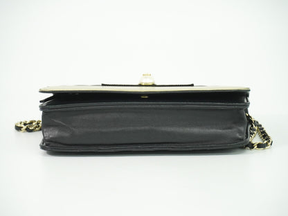 Chanel Wallet On Chain, Black, Leather, wallet