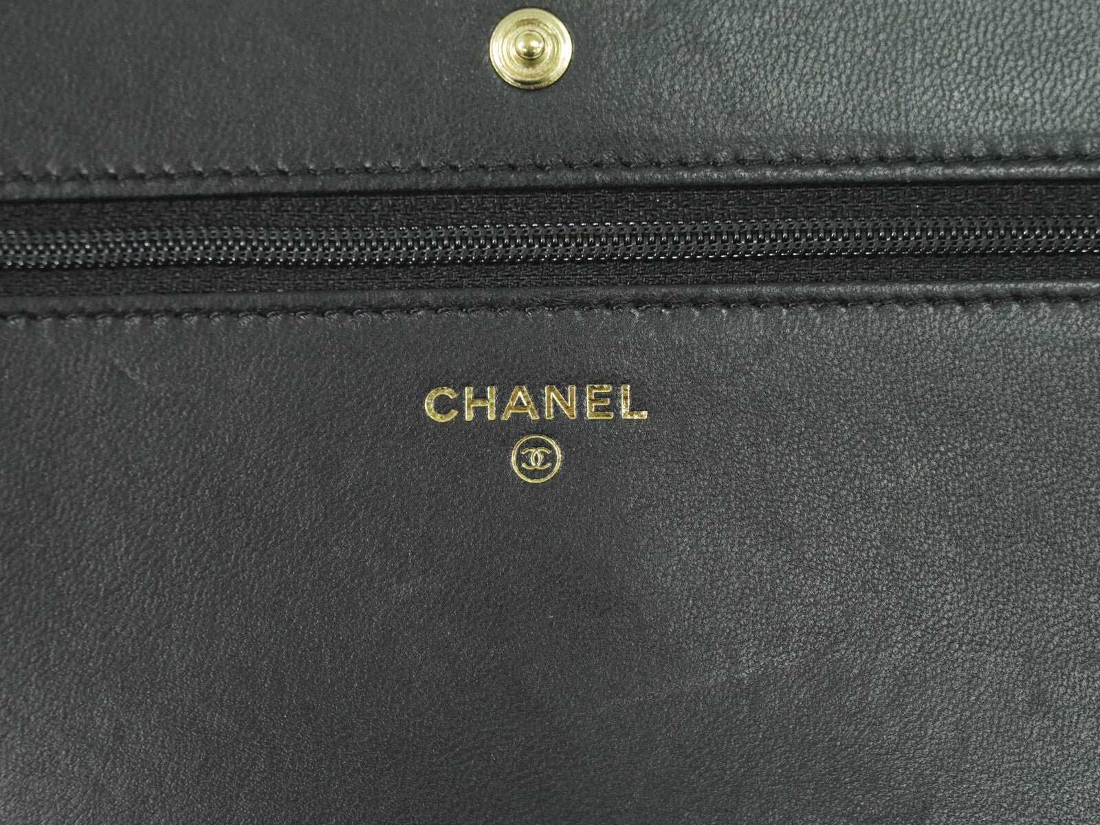 Chanel Wallet On Chain, Black, Leather, wallet