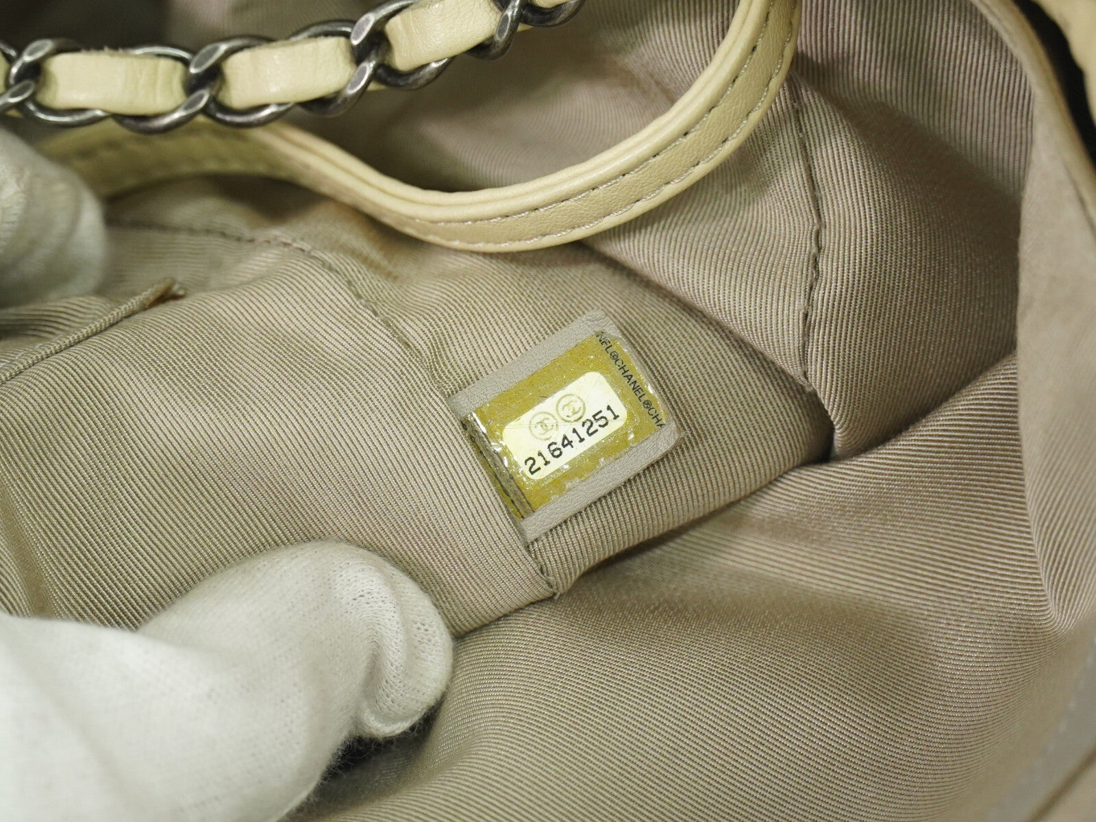Chanel Coco Mark, Beige, Leather, tote