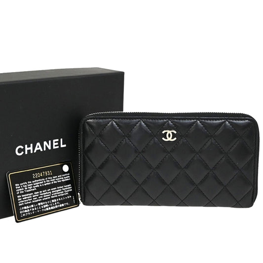 Chanel Timeless, Black, Leather, wallet