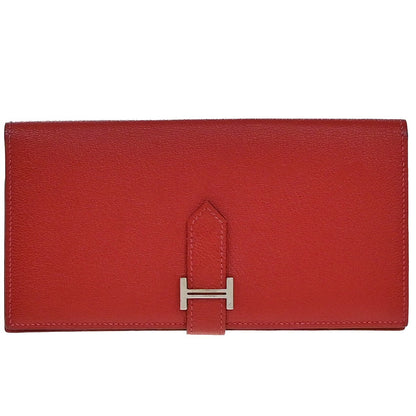 Hermès Béarn, Red, Leather, wallet
