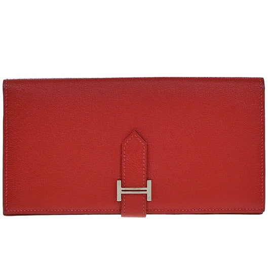 Hermès Béarn, Red, Leather, wallet