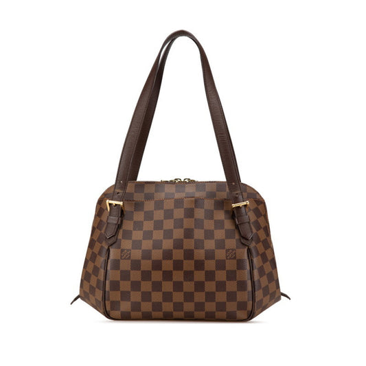 Louis Vuitton Belem MM, Brown, Canvas, shoulder