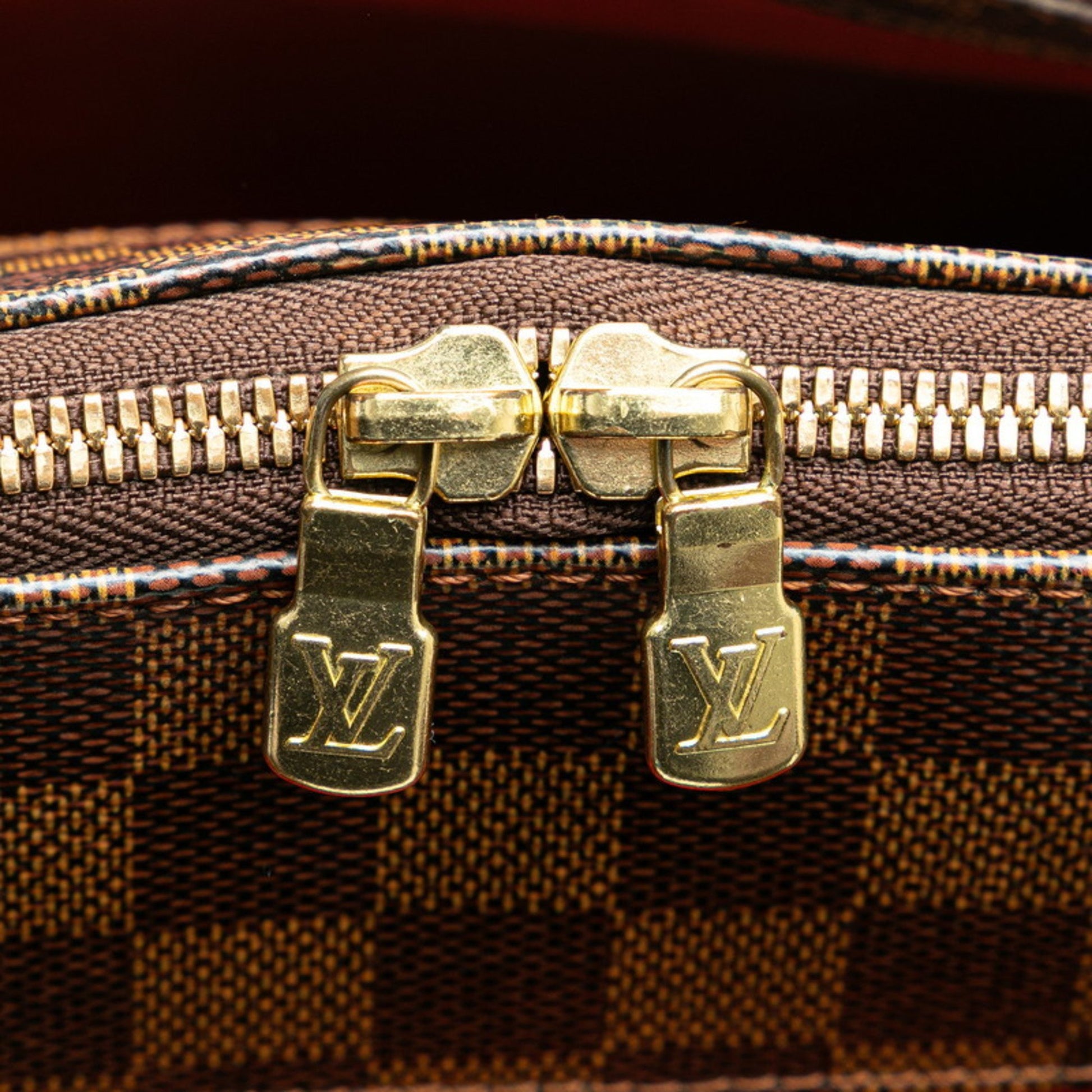 Louis Vuitton Belem MM, Brown, Canvas, shoulder