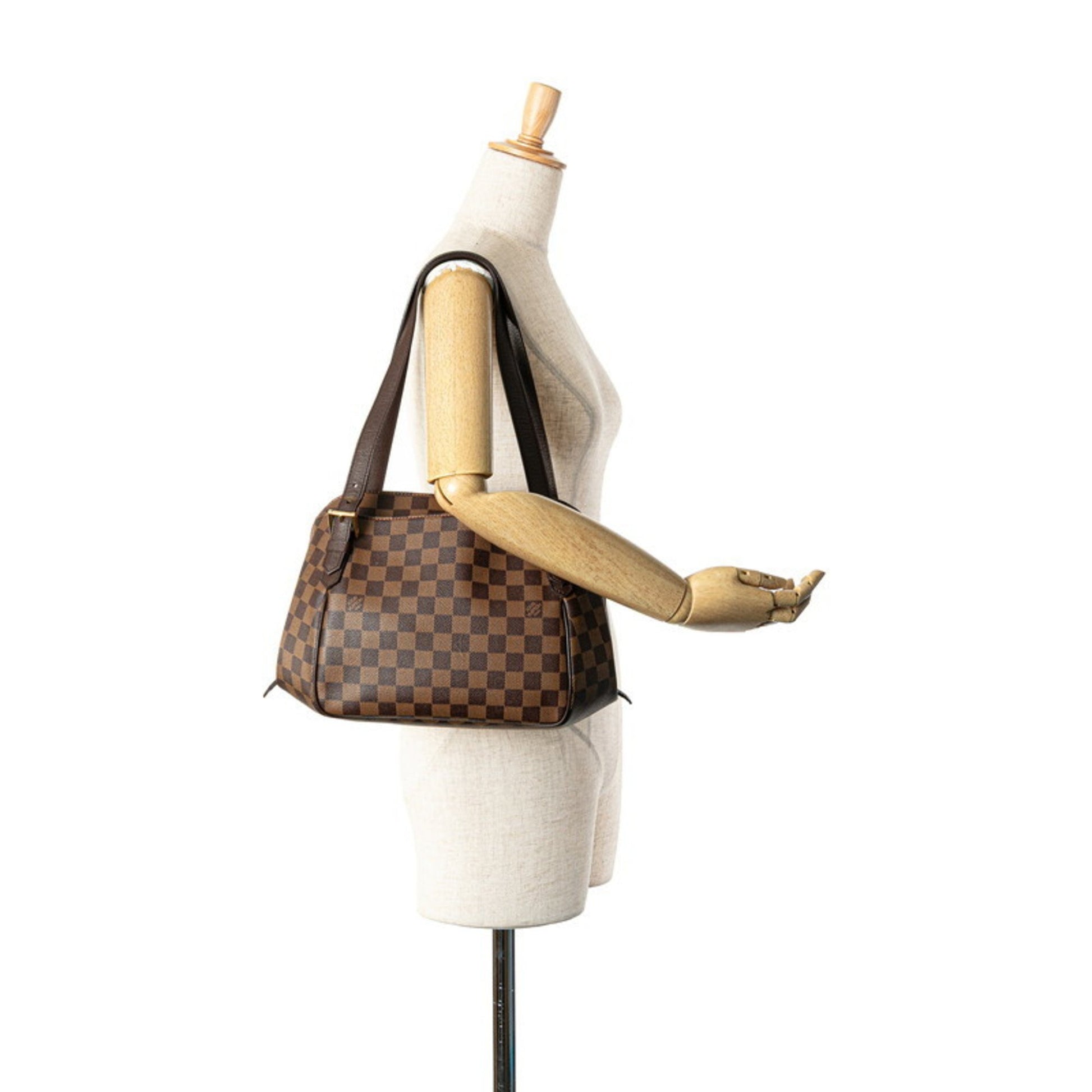 Louis Vuitton Belem MM, Brown, Canvas, shoulder