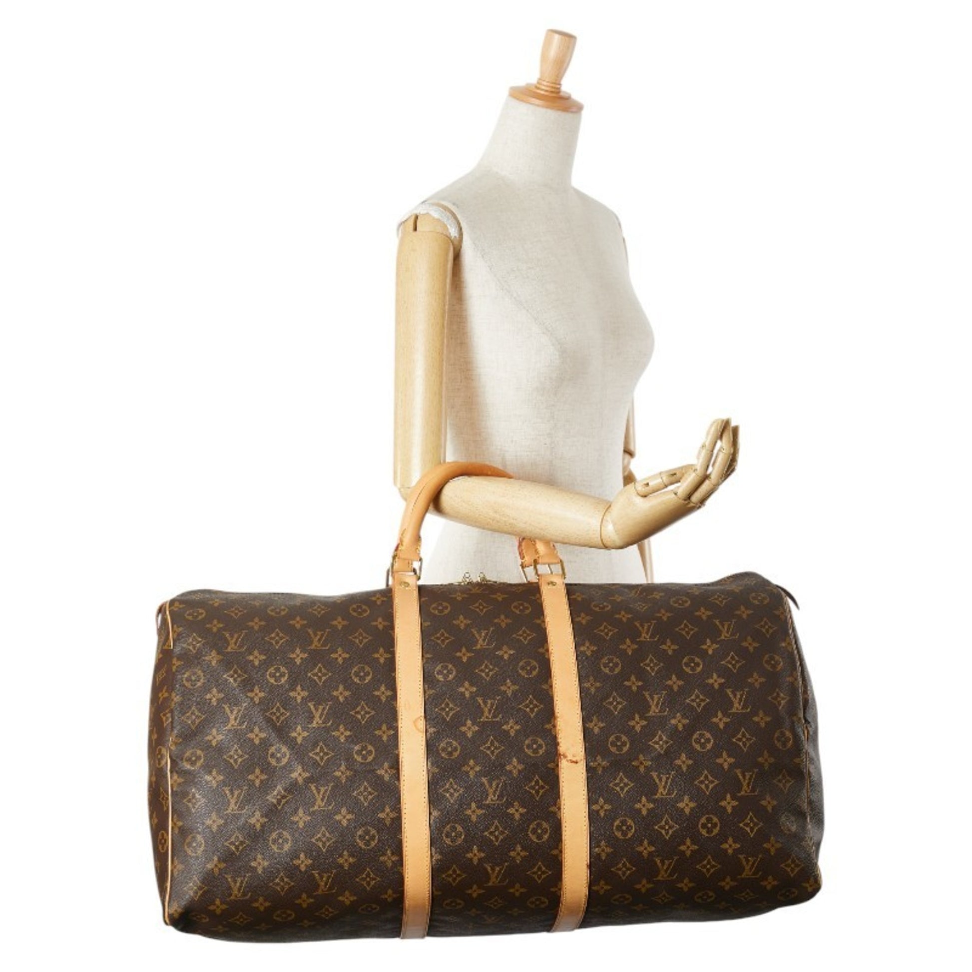 Louis Vuitton Keepall 60, Brown, Canvas, travel