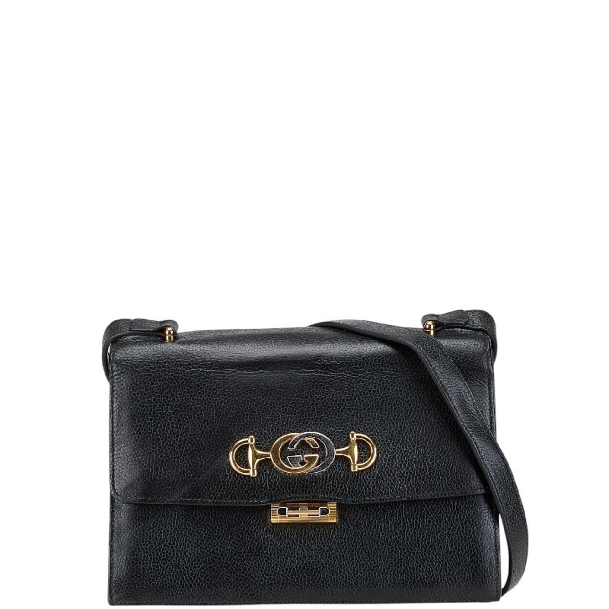 Gucci Horsebit, Black, Leather, shoulder