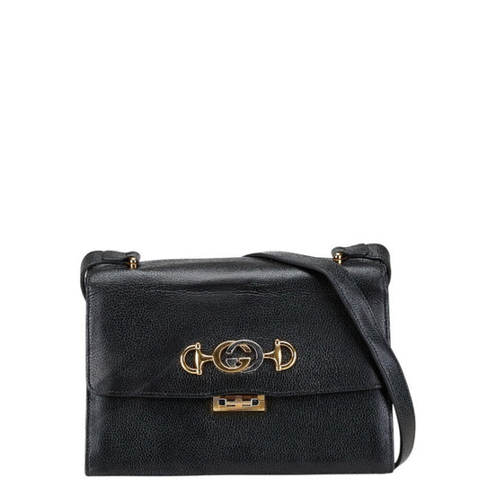 Gucci Horsebit, Black, Leather, shoulder