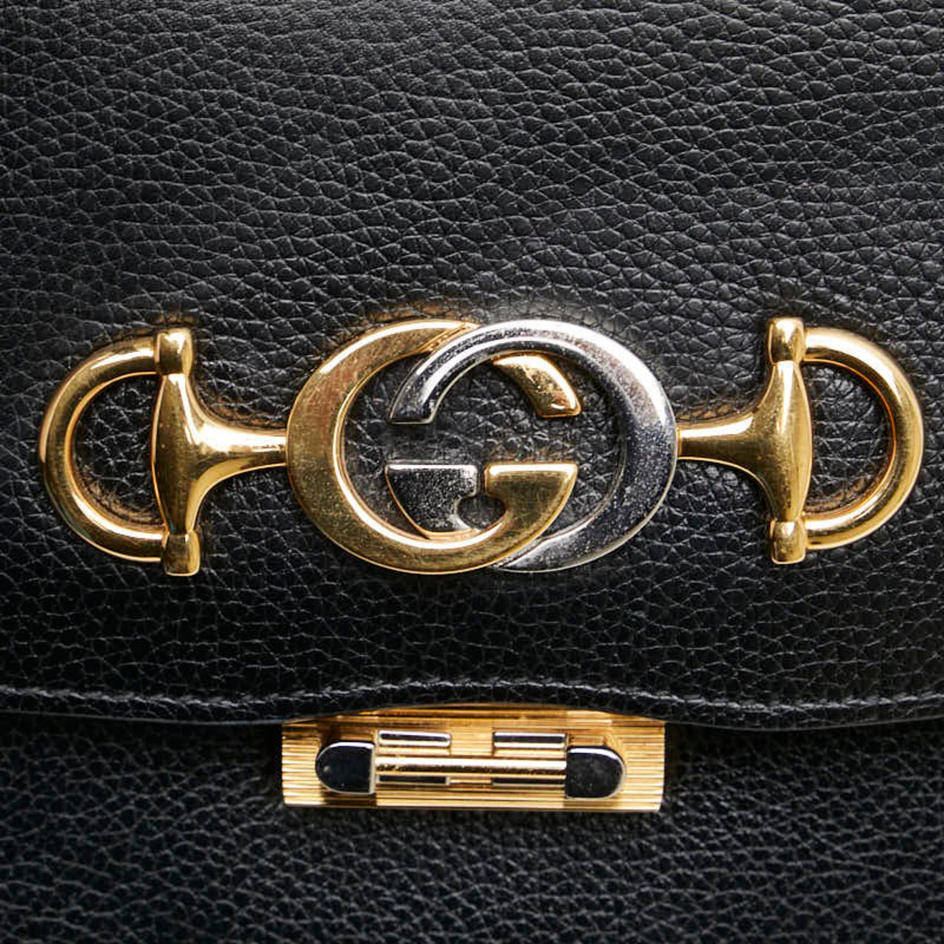 Gucci Horsebit, Black, Leather, shoulder