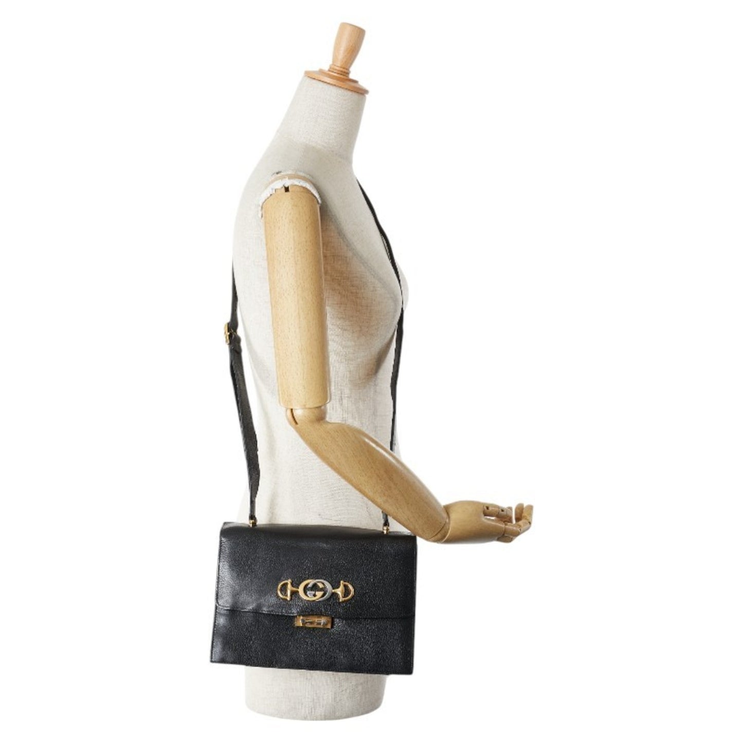 Gucci Horsebit, Black, Leather, shoulder