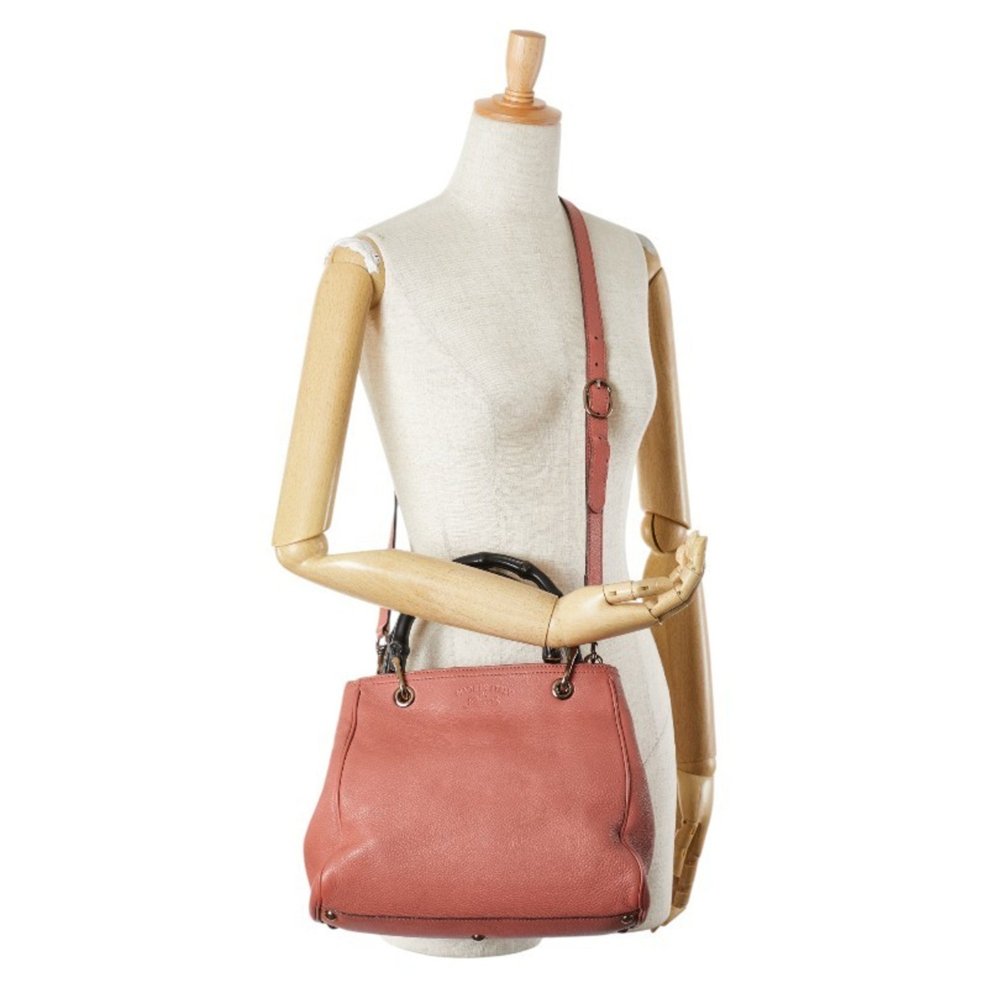 Gucci Bamboo, Pink, Leather, handbag