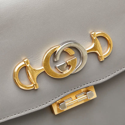 Gucci Zumi, Grey, Leather, shoulder