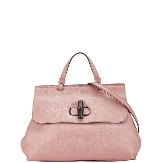 Gucci Bamboo daily, Pink, Leather, handbag