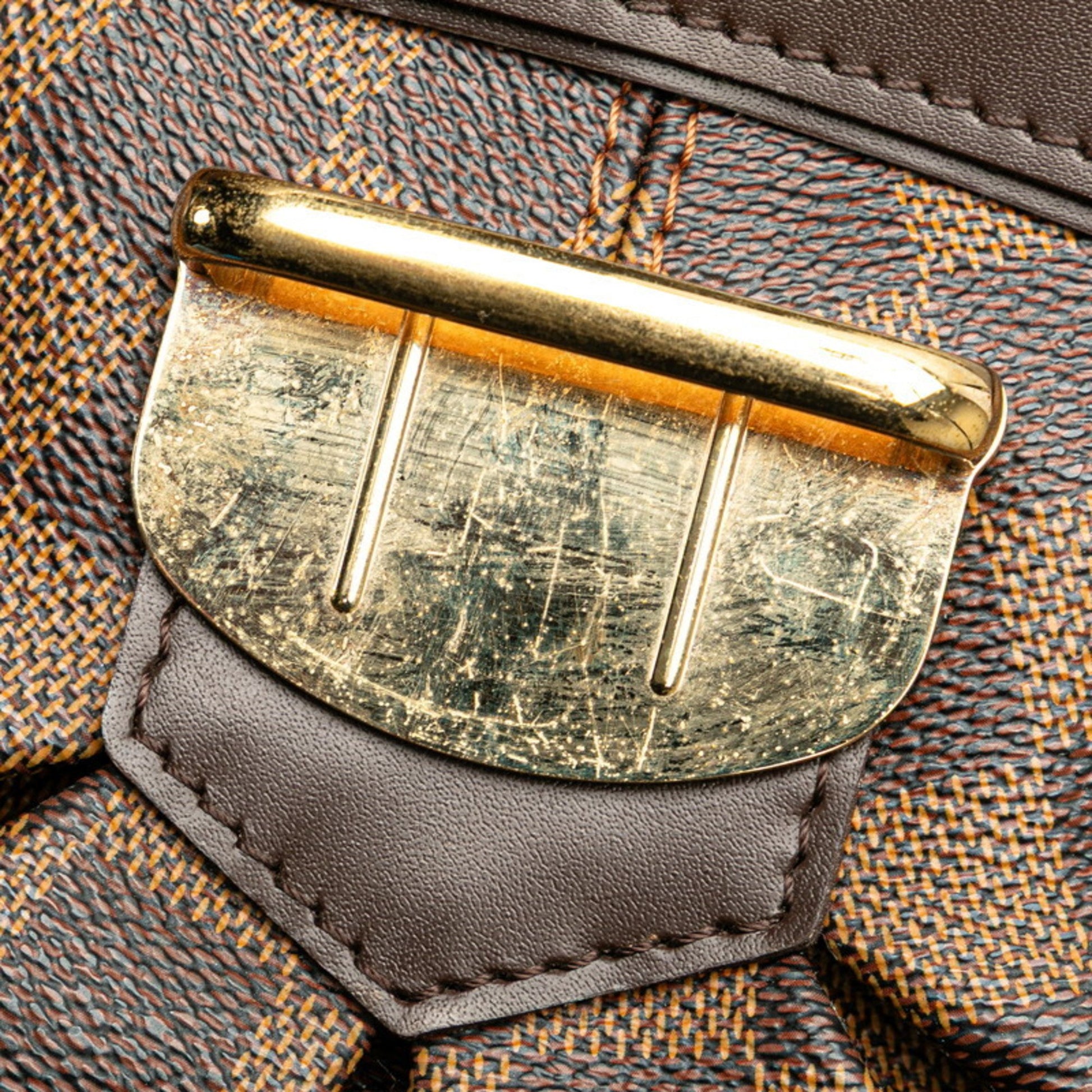 Louis Vuitton Sistina, Brown, Canvas, shoulder