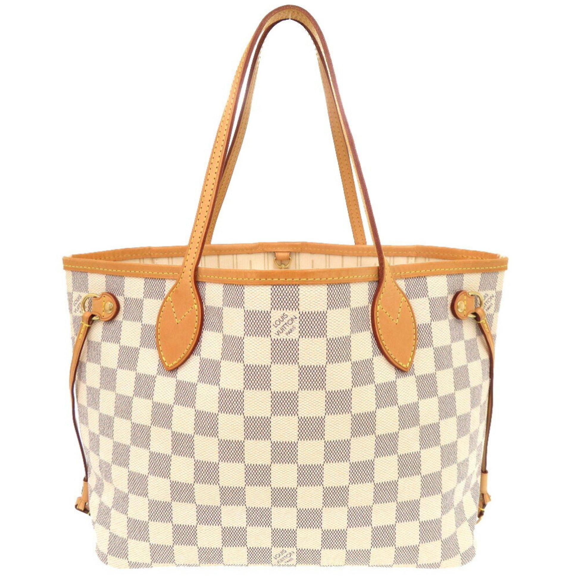 Louis Vuitton Neverfull Tote Damier, WHITE, CANVAS, Tote bag