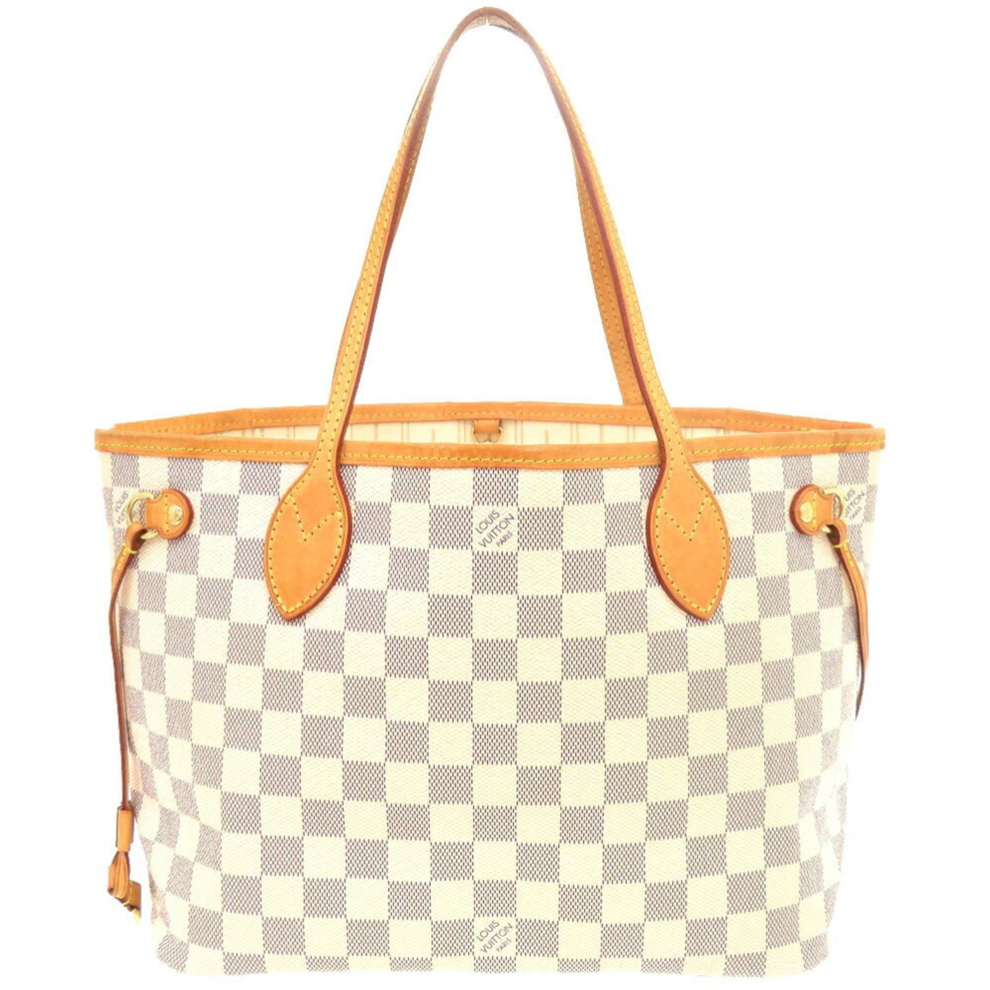 Louis Vuitton Neverfull PM, White, Canvas, tote