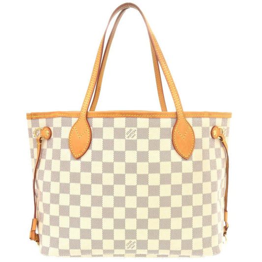 Louis Vuitton Neverfull PM, White, Canvas, tote